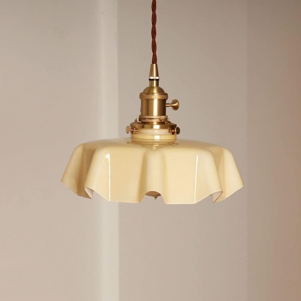 Vfdaswqq Beige Lamp, With Switch Flower Vintage Antique Brass Chandelier For Bedroom(Beige)