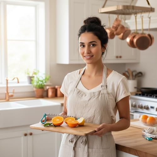 Image of SUPERMOM Chopping Board 1 Pc - Wooden Multifunctional Craft Cut & Chop Board with Stainless Steel Knife - 2-in-1 Vegetable Slicer & Fruit Cutter with AdjustableNon Slip Handle - Ideal for Kitchen Use