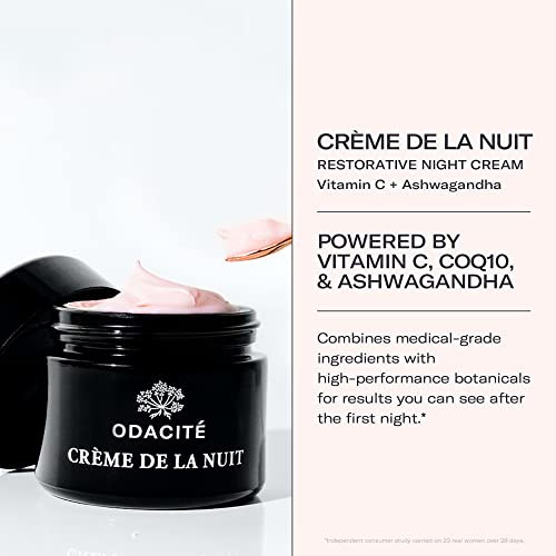 Odacité Night Cream With Vitamin C & Ashwagandha - Creme De La Nuit Glow Recipe - Anti Aging Facial Moisturizer For Dry Skin, Wrinkles, Fine Lines, Dullness & Hydration - Non-Gmo, 1.69 Fl. Oz #TOP1