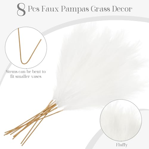Ouddy Decor フェイクパンパスグラス装飾 高さ38インチ/97cm 人工大型ポンパスグラス 花柄 ふわふわフェイク植物 フロア花瓶フィラー キッチン ホーム ボーホーデコレーション用 アイボリー [2]