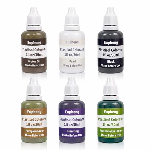 Eupheng Natural Series Plastisol Colorant Set for Making Soft Plastic Fishing Lures 6 Subtle Realistic Colors for Finesse Baits in Clear Water 1oz Bottles