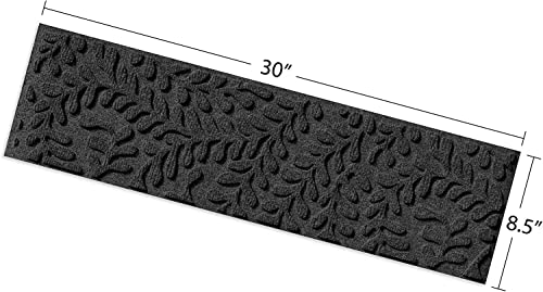 Bungalow Flooring Waterhog Stair Treads, Set of 4, 8-1/2 x 30 inches, Made in USA, Durable and Decorative Floor Covering, Indoor/Outdoor, Water-Trapping, Boxwood Collection, Charcoal