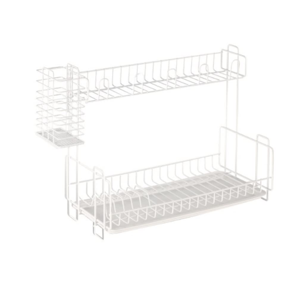 Azhkjkzh White Dish Rack Metal Modern Dish Racks With Detachable Drainboard Utensil Holder, Cup For Kitchen Counter Storage For For Small Kitchen(White)