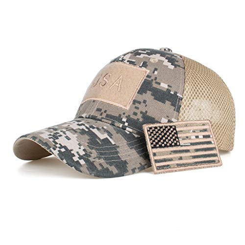 The Sox Market Camouflage Constructed Trucker Special Tactical Operator Forces USA Flag Patch Baseball Cap (Digital Green) - Thumbnail 2