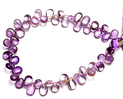 Beads Gemstone 1 Strand Natural Brazilian Amethyst Smooth Pear Shape Briolettes 8x6 to 9x7MM 9 Inch Code-HIGH-11786