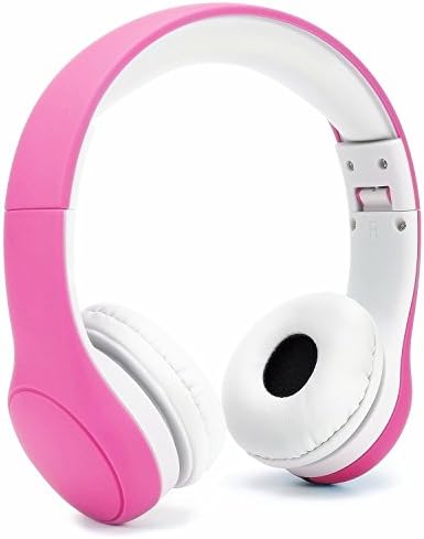 KPTEC [Volume Limited Kids Safety Foldable On-Ear Headphones with Mic, Volume Controlled at Max 93dB to Prevent Noise-induced Hearing Loss (NIHL), Passive Noise Reduction, Wired Earbuds,Pink