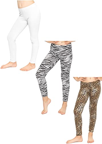 Girl's Pack of 3 Oh So Soft Footless Leggings | Size 2-14