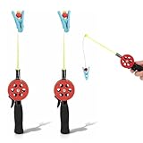 SKIKHN Canne à Pche au Crabe, 2 Pièces Canne à Pêche Enfant, 33.5cm Portable Kit de Canne a Peche pour Enfants, Convient aux Crevettes, aux Crabes et à une Utilisation en ExtéRieur (Couleur Aléatoire)