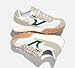 LUCKY STEP Women's Platform Tennis Walking Shoe Retro Chunky Casual Breathable Durable Deluxe Fashion Skate Sneaker(Beige/Green,7)