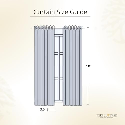 Image of Peepul Tree Mix and Match Solid and Sheer Door Curtains in Offwhite Brick Red and Navy Blue | 7 Feet | Set of 3 | 2 Solid & 1 Sheer Curtain| Layered Curtains | Pure Cotton | Back Loop Curtains