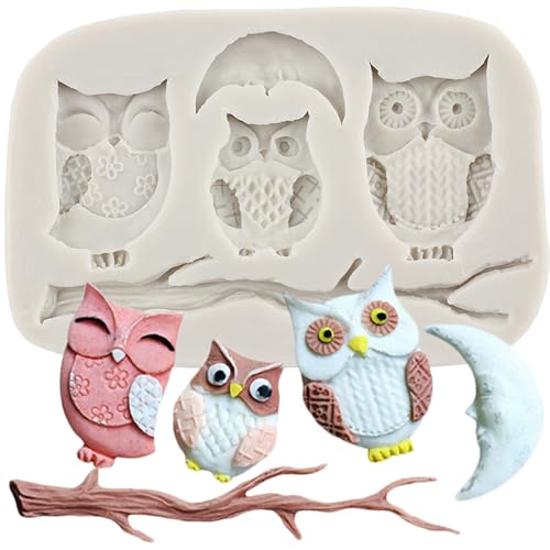 MINFEIDMS Stampo in silicone a forma di gufi, per decorare torte, cupcake, caramelle, cioccolato, pasta di gomma, pasta polimerica