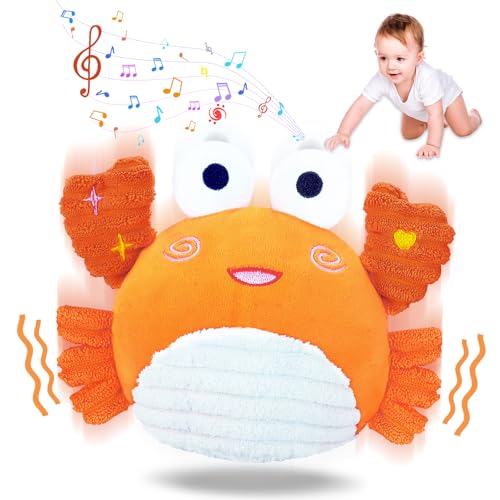 RedCrab Cangrejo Juguete Bebe 6-12 Meses, Juguete Gatear Bebe con Función de Música y Grabación, Juguetes Interactivo Peluches para Bebes 1 2 3 Año