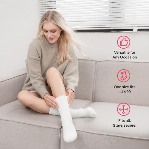 Image of COOLMATE Fuzzy Socks for Women Gift Box - Cozy Soft Cloud Socks for Spa Home, Mother's Day Gifts for Mom Grandma