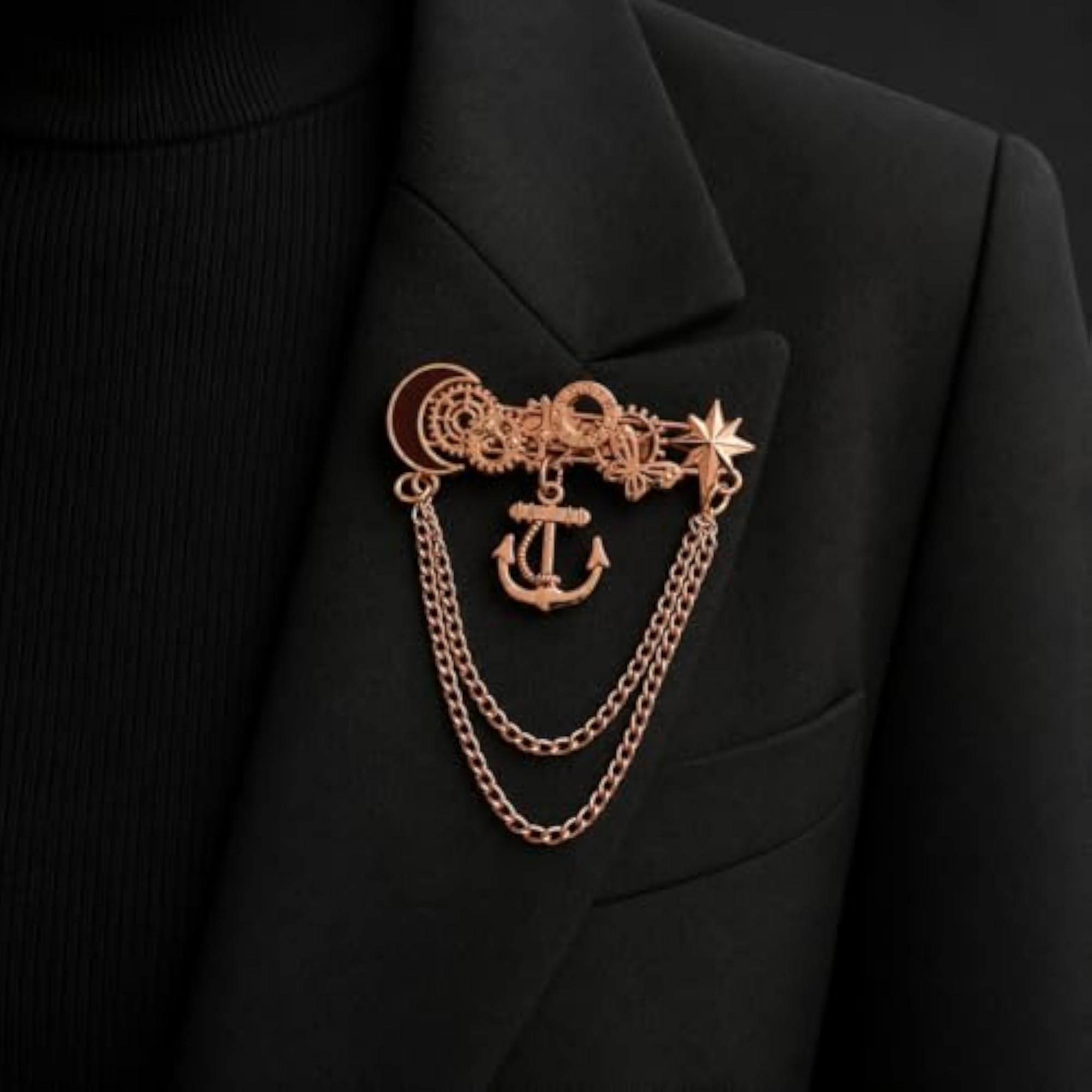 Men's Anchor Wheel Nautical Lapel Pin Badge