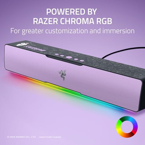 Image of Razer Leviathan V2 X: PC Soundbar - Compact Design - Chroma RGB - USB Type C Power and Audio Delivery - Bluetooth 5.0 - for PC, Laptop, Smartphones, Tablets & Nintendo Switch - Kuromi Edition