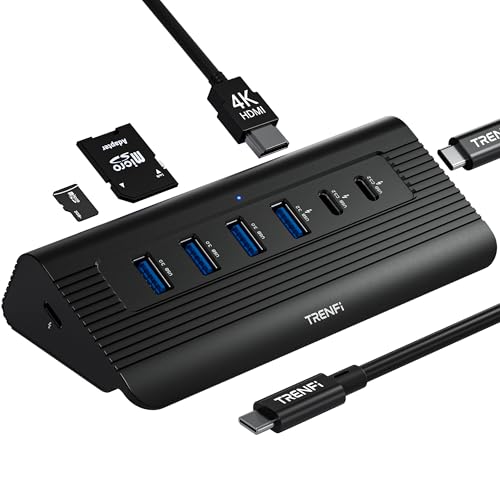 TRENFI 10-in-1 USB C Hub with 2.2ft Detachable Cable | Aluminum 10Gbps USB 3.2 Gen 2 Docking Station...