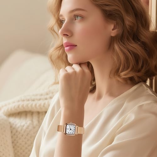 ​​Elegant​​ Women's Rose Gold Watch: Small Arabic Numerals Square Dial, Stainless Steel Bracelet, Quartz Movement, 3ATM Water Resistant - Perfect for Daily Office & Casual Wear | Ideal Gift for Her by GDrystal - Used condition - Image 3