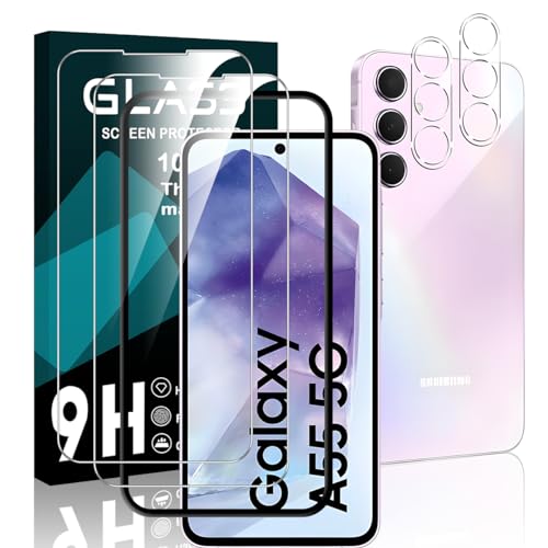 対応 Galaxy A55 5G SC-53E / SCG27 フイルム ギャラクシー A55 5G ガラスフィルム(2枚入り)+ レンズフィルム (2枚入り)+ ガイド枠付き【国産AGC旭硝子素材-高 品質】 GalaxyA55 強化ガラス ギャラクシー
