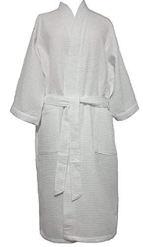 His and Her Robes Set 2 Cotton Waffle White Long 52 inch Cotton Blend3