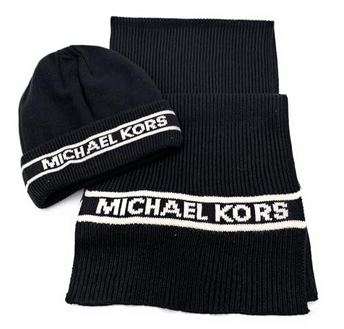 Michael Kors Ensemble écharpe et bonnet noir et blanc taille unique