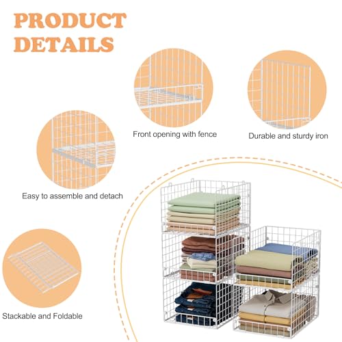 Image of 5-Tier Stackable Closet Storage Shelves, Closet Organizers and Storage Basket, Foldable & Stackable Closet Organizers for Closet System, Space-Saving Closet Shelf for Home ,White(Patent No. 30022416)