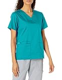 WonderWink Women's Wonderwork V-Neck Scrub Top, Teal, Medium
