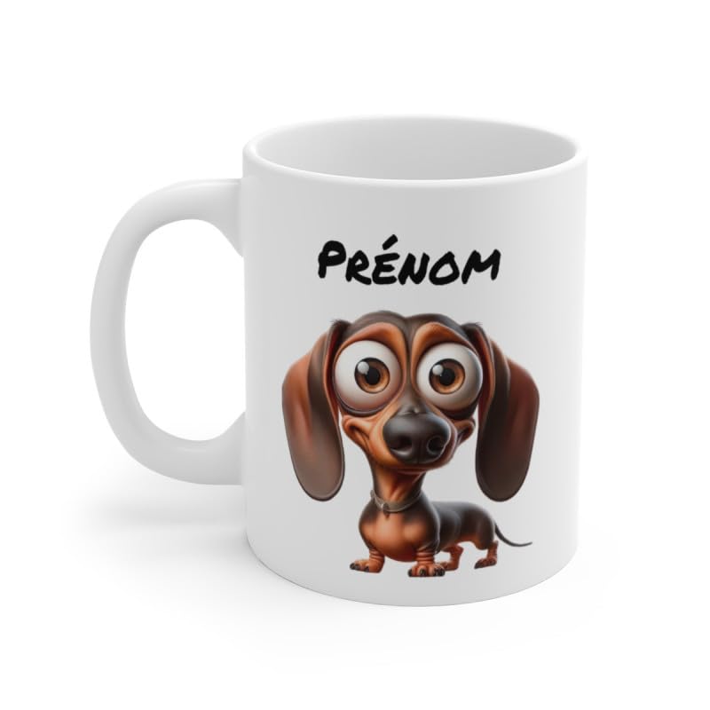 Teecustom Tasse Bichon Maltais Personnalisée avec Prénom – Mug Chien Blanc Mignon – Idée Cadeau Fan de Chiens (Teckel)