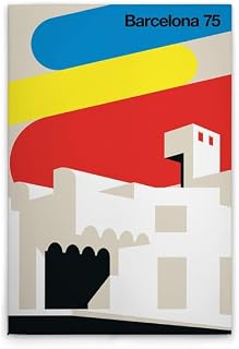A.S. Création WTD - Lienzo decorativo (60 x 90 cm), diseño retro de Barcelona, color crema