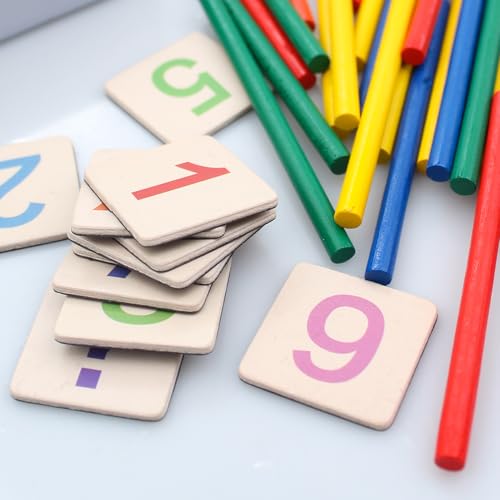 HBERCAI Mathematisches Spielzeug Holz Mathe mit Zählstäbchen,Mathe Spielzeug Rechenstäbchen,Zahlenlernspiel