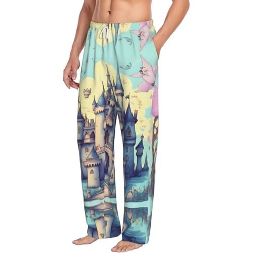 Men's Pajama Pants Bottoms - Fairytale Castle Print Comfy Lounge Pant, Perfect for Home and Lazy Weekends2