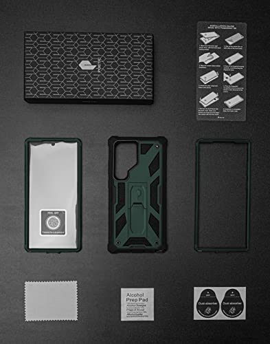 Poetic Spartan Case for Samsung Galaxy S23 Ultra 5G 6.8 inch, Built-in Screen Protector Work with Fingerprint ID, Full Body Rugged Shockproof Protective Cover Case with Kickstand, Metallic Green - Thumbnail 6