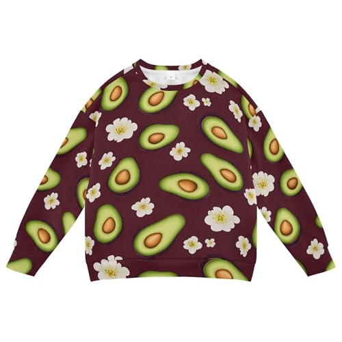 JUNZAN Funny Avocado Fruit Burgundy Little Girls Hooded Sweatshirt Fleece Sweatshirts for Boys Athletic 4T