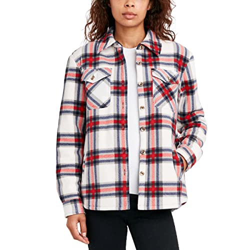 Sage Collective Long Sleeve Plaid Super Plush Sherpa Lined Fleece Shirt Jacket With Pockets (Navy/White/Red, Xx-Large) #TOP9