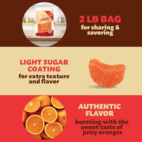 Orange Slices Jelly Candy | 2-Pound Bag | Sugar-Dusted | Gelatin-Free