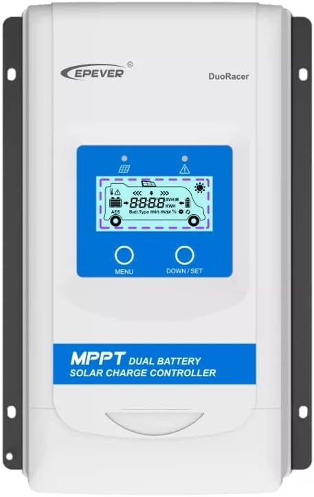 SolaMr 30A MPPT Dual Battery Solar Charge Controller 12V/24V Auto with LCD Display for RV Camper Caravan Boat Trailer fit for Sealed, Gel, Flooded, Lithium Battery - DR3210N