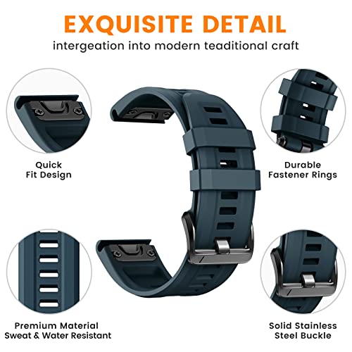 NotoCity for Garmin Fenix 7S/Fenix 5S/Fenix 6S/Fenix 8 43mm Strap,Silicone Sport Band 20mm Easy Fit for Garmin Fenix 7S Pro/Fenix 5S Plus/Fenix 6S Pro/Fenix 7S/Fenix 7S Solar,navy blue - Image 4