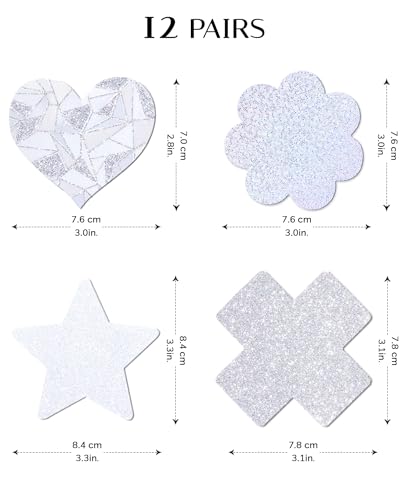 Image of Glitters Pasties Rave Pack Nipple Covers Stickers Disposable Sticky Breast Petals Bra Set for Women Rave Outfit Party