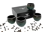 Pheniox | Cappuccino Tassen Set Jade | 4-teilig | 180 ml | hochwertige Kaffee Tassen aus Steingut | ohne Henkel | Geschenk in modernem Design | Espresso | Mokka | Cappuccino | Tee