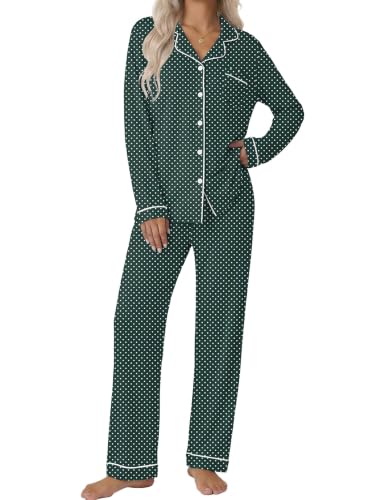 Image of Ekouaer Pajamas Womens Long Sleeve Sleepwear Button Down Loungewear Pjs Set