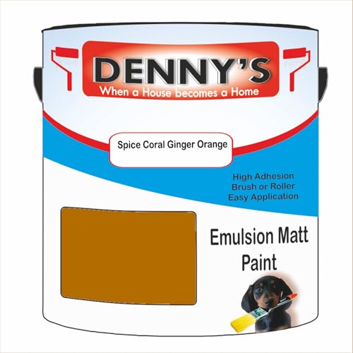 Premium Interior Wall & Ceiling Emulsion Paint – Spice Coral Ginger Orange – Rich Matt Finish, Durable & Washable, Low Odour, Ideal for Living Rooms, Bedrooms & Hallways (250ML Tin)