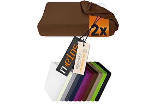 npluseins 2er Pack Spannbezüge für Nackenkissen Gesundheitskissen 959.1234, M, 35-40x55-60 cm, Schokobraun