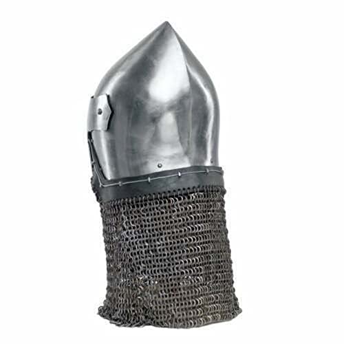 Custom SCA HNB 16 Gauge Steel Medieval Combat Bascinet Helmet W Aventail