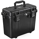 Compact Tall 16.93' Protective Gear Case Water and Shock Resistant w/ Foam (Black) by Eylar