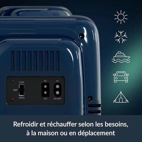 ARCTIC Fridge - Mini-réfrigérateur 4L pour boissons & cosmétiques, avec fonction refroidissement & chauffage, 12 V DC & 220 V AC, idéal pour voiture, bureau, camping & voyages, prise UE - Bleu – Image 4