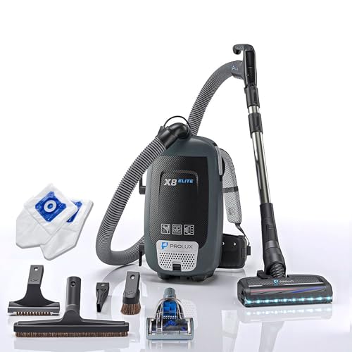 Prolux X8 Elite Canister Backpack Vacuum, HEPA Filtration, Tools for Every Cleaning Task on Any Surface, Illuminating LED Lights, Adjustable Straps