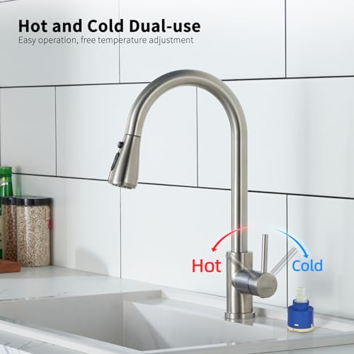 AIHOM Küchenarmatur mit Brause Wasserhahn Küche Ausziehbar mit 3 Modus Armatur Küche 360° Drehbar Mischbatterie Spültischarmatur Ausziehbar Einhebelmischer Messing