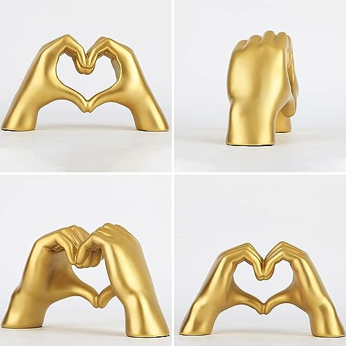 Escultura Manos en Corazón Dorado Moderna en Resina miniatura 6