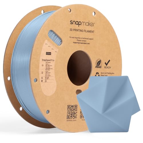 Image of Snapmaker PLA Basic Filament 1.75mm,Snapspeed 3D Printer Filament Up to 300mm /s High Speed Printing,Dimensional Accuracy + /- 0.02 mm,Clog-Free for Most FDM Printers,1kg (2.2lbs) (Blue Gray-RFID)
