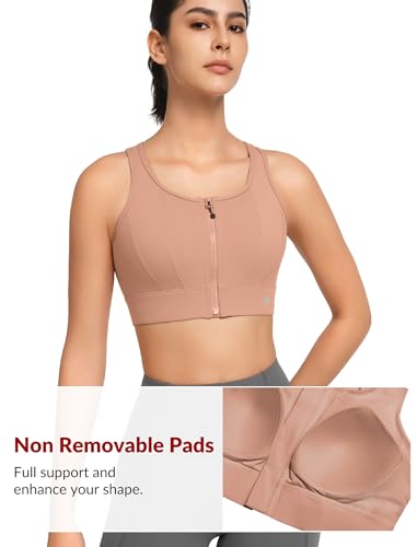 Image of Yvette Front Closure High Impact Sports Bra for Women | Cup Sizes A to DDD Up to 5XL, Sewn in Pads, No Underwire, Breathable Fabric Moisture-Wicking, Easy on and off, Full Coverage