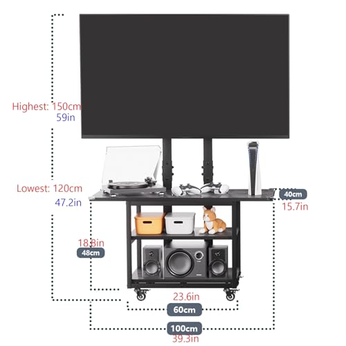 Soporte móvil para TV con ruedas y almacenamiento miniatura 2